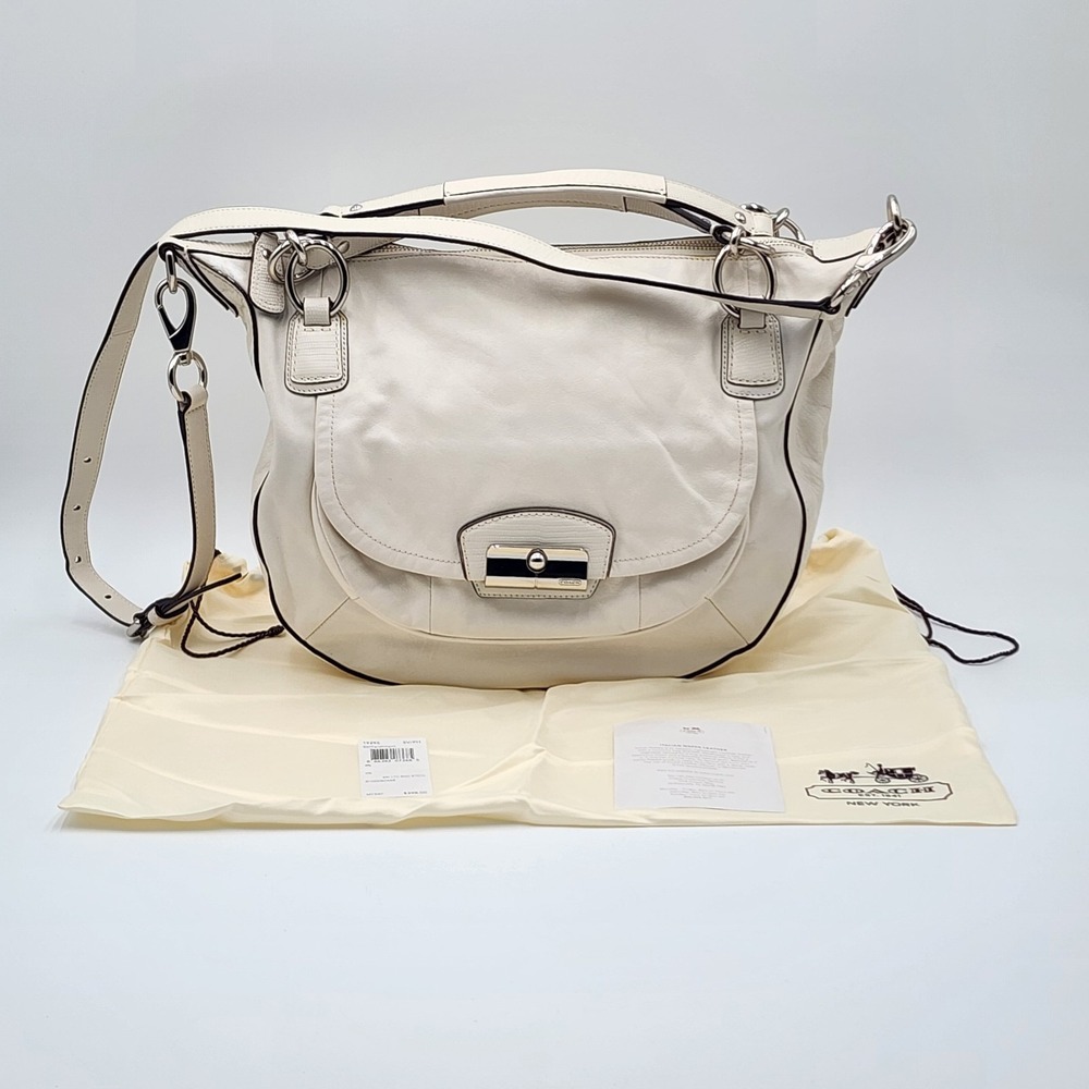 Coach Kristin Round Satchel White Nappa Leather Crossbody Strap Dustbag 19295 - Picture 1 of 16
